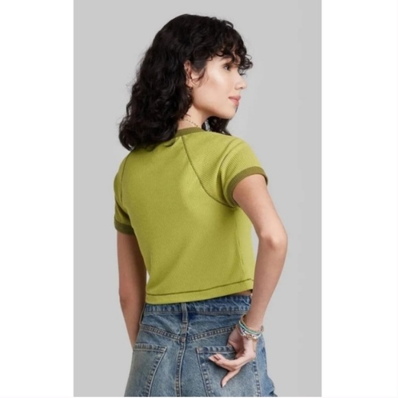 Wild Fable Ribbed Crop Tee in Lime Green - Picture 2 of 8